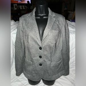Talbots Gray Wool Silk Blend Lined Blazer Jacket